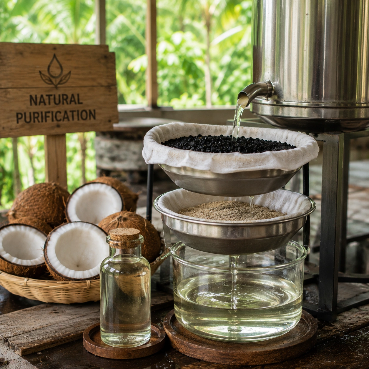 Natural sedimentation purification