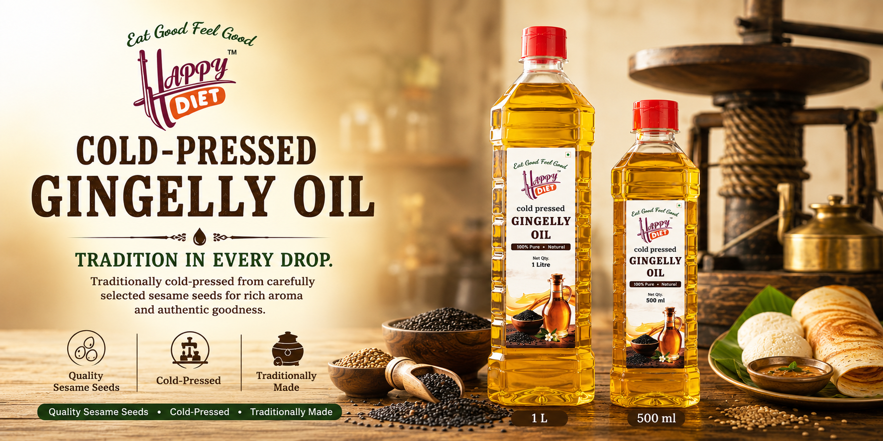 cold pressed gingelly oil banner